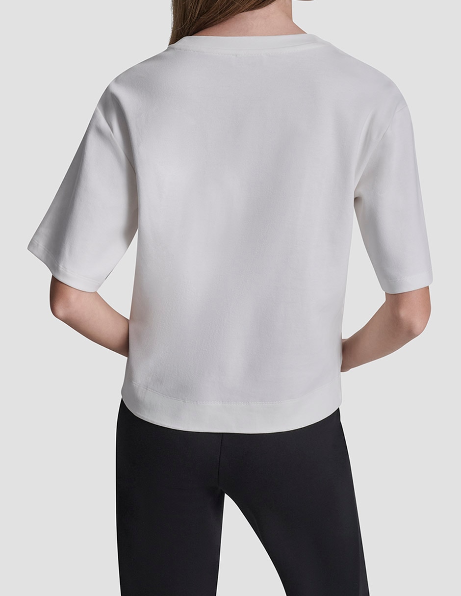 Playera manga al codo cuello redondo para mujer 4