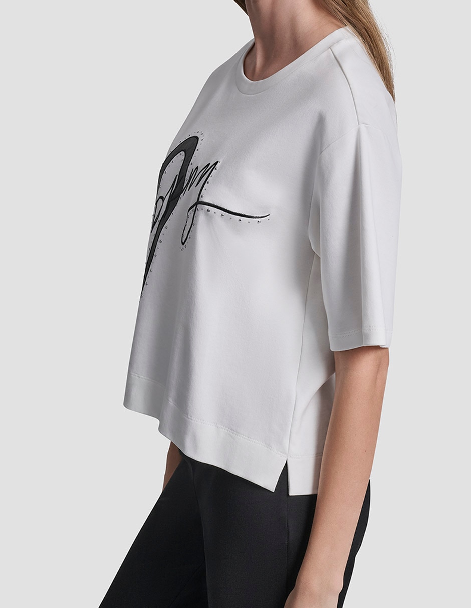 Playera manga al codo cuello redondo para mujer 5