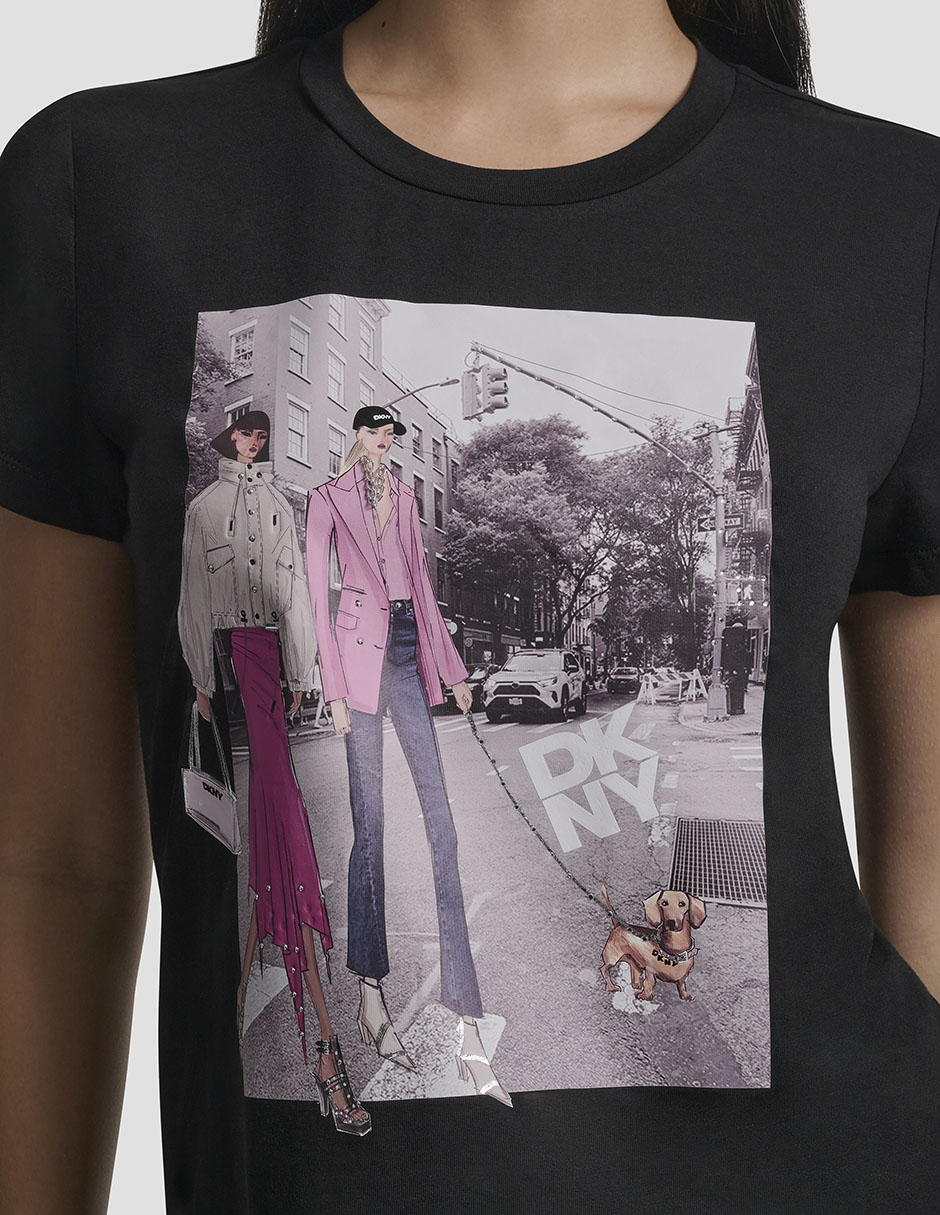 Playera manga corta cuello redondo para mujer
