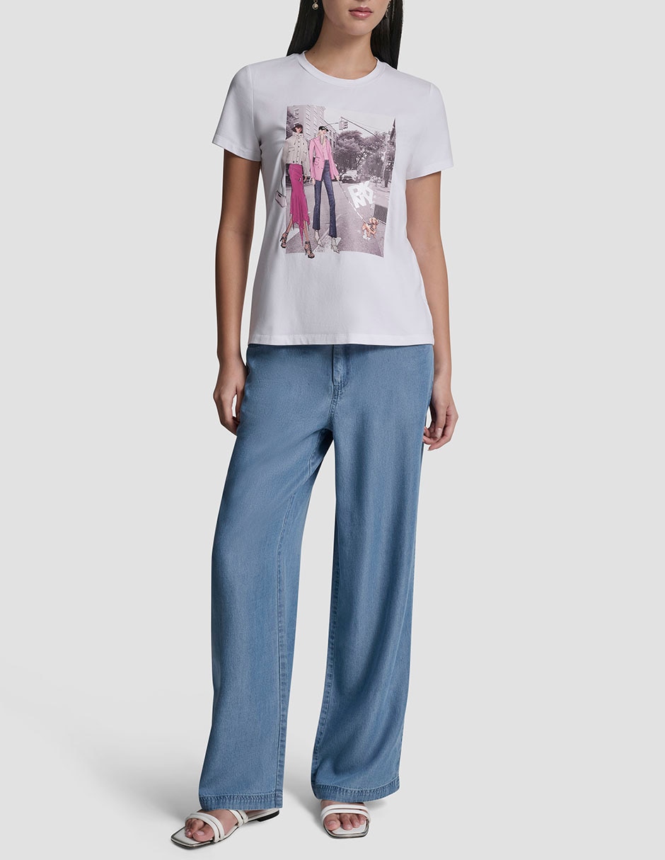 Playera manga corta cuello redondo para mujer