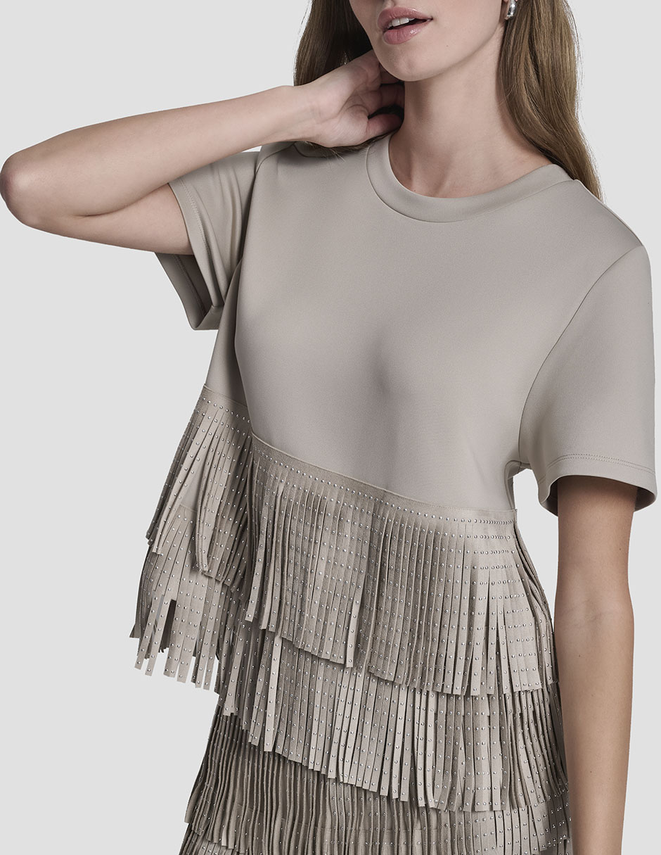 Playera manga corta cuello redondo para mujer