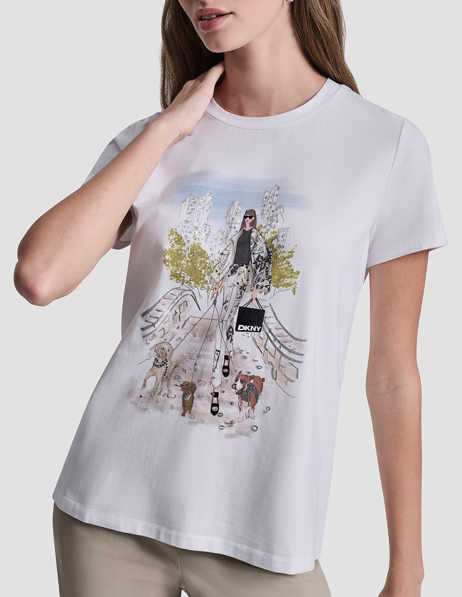 Playera manga corta cuello redondo para mujer
