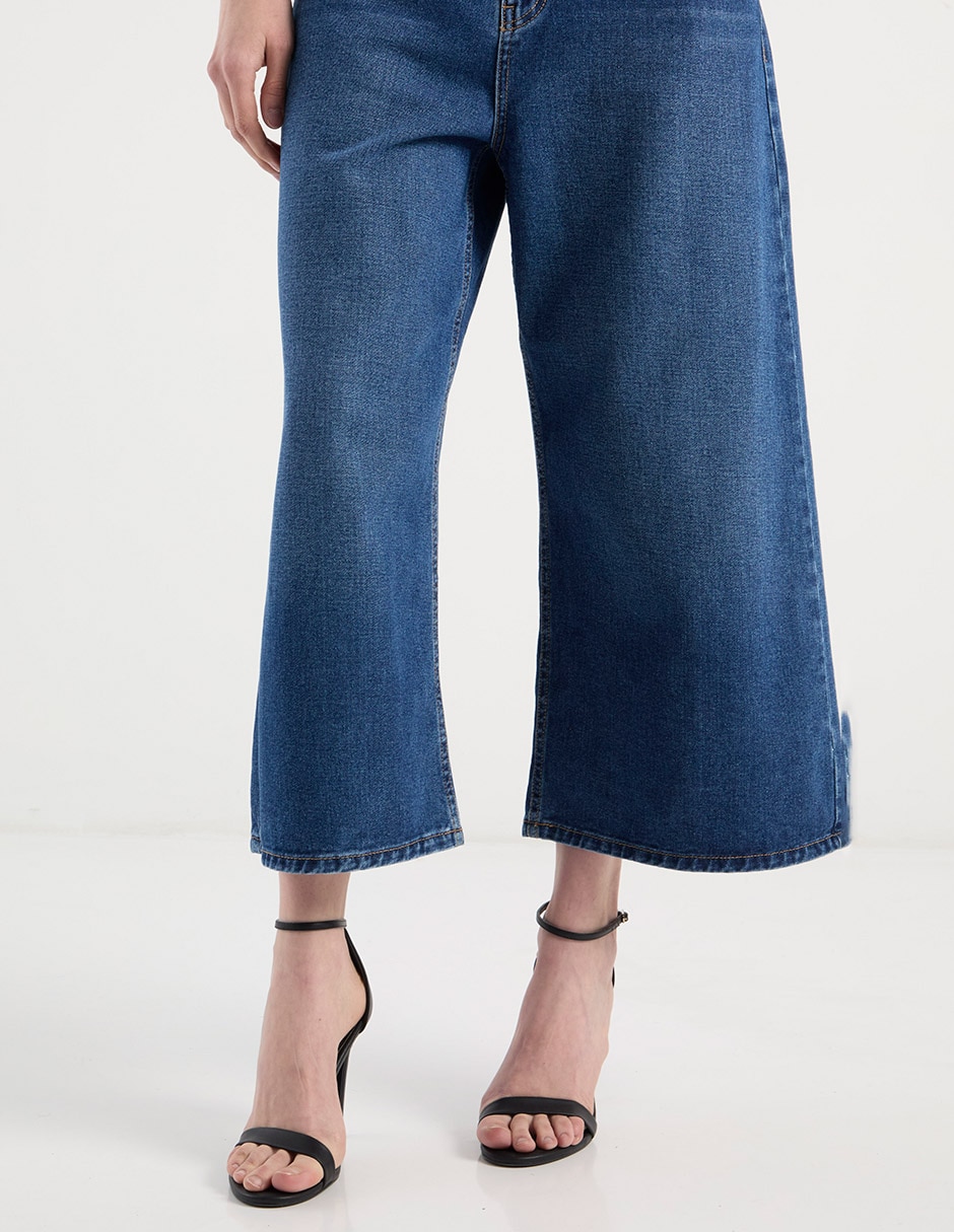 Jeans coulotte relajado para mujer