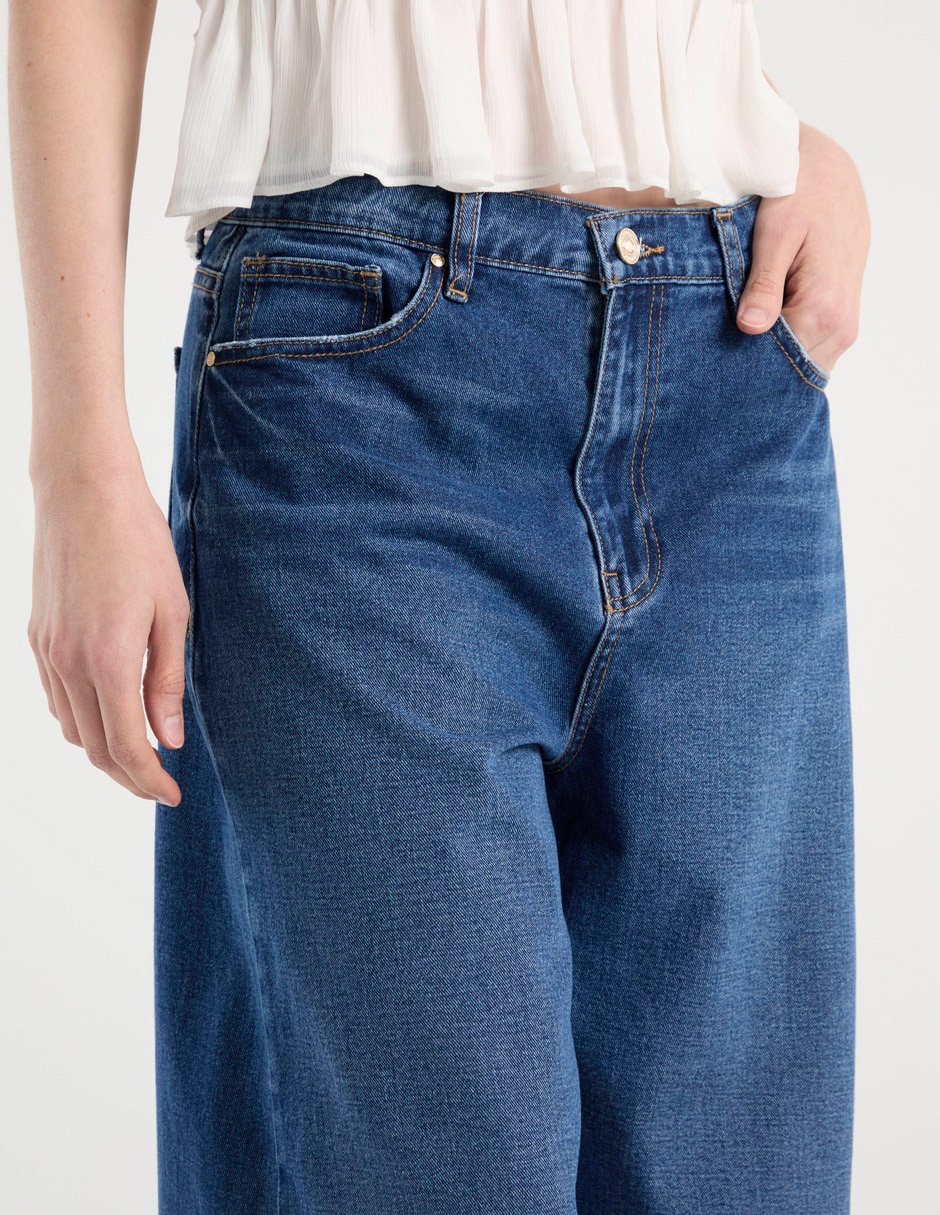 Jeans coulotte relajado para mujer 4