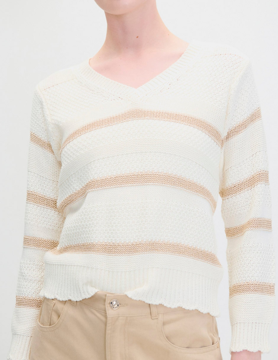 Suéter cuello V para mujer 4
