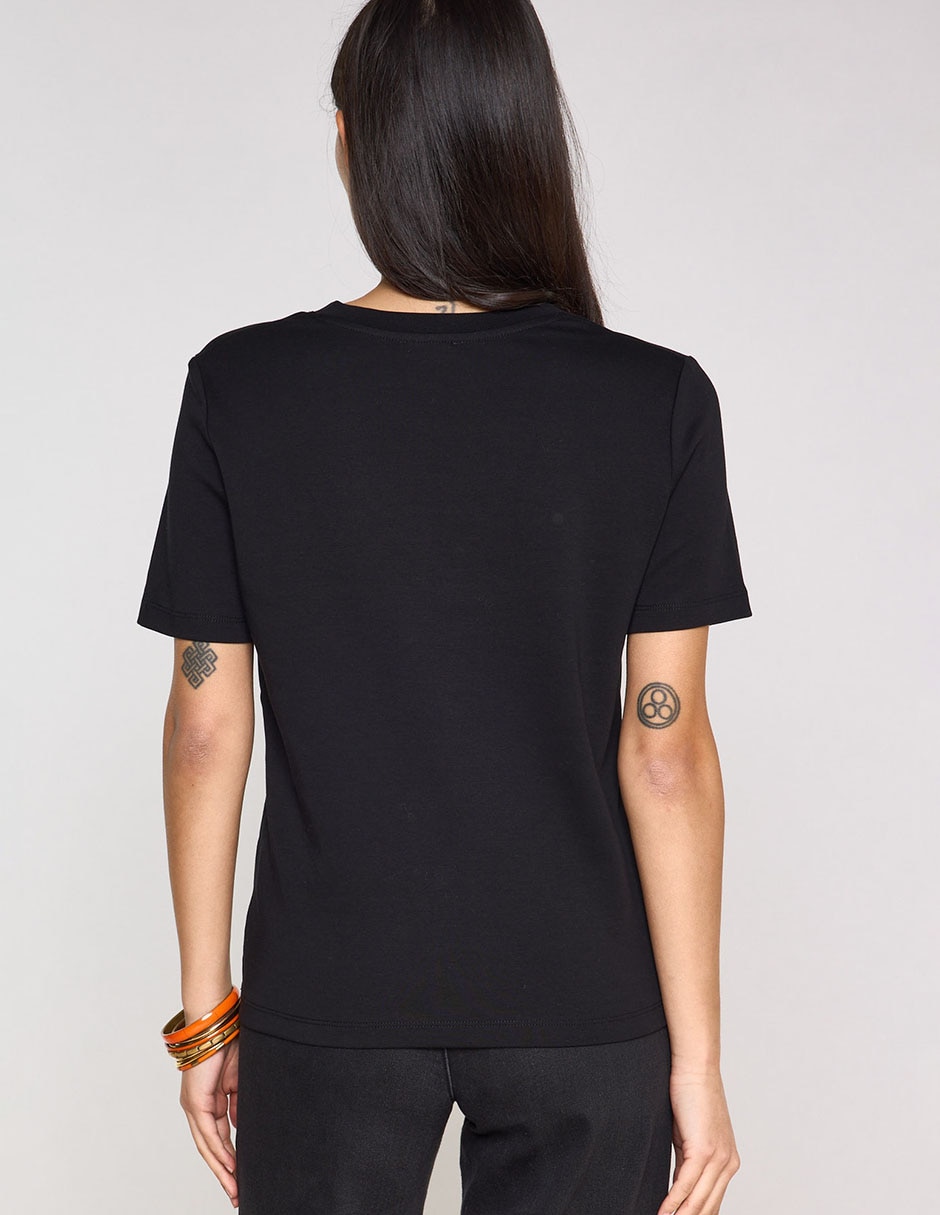 Playera manga corta cuello V para mujer 2