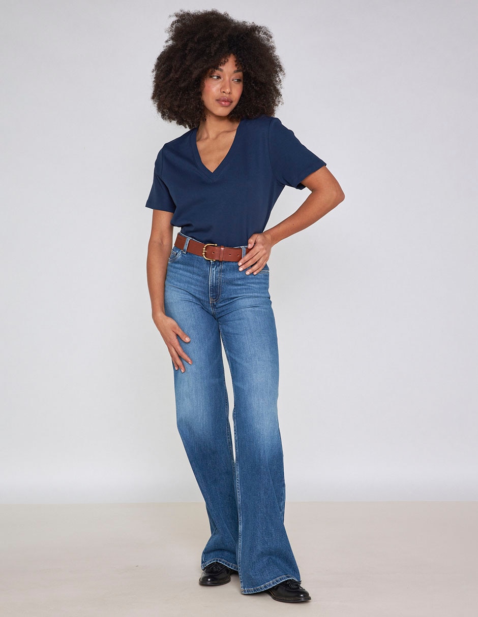 Playera manga corta cuello v para mujer 4