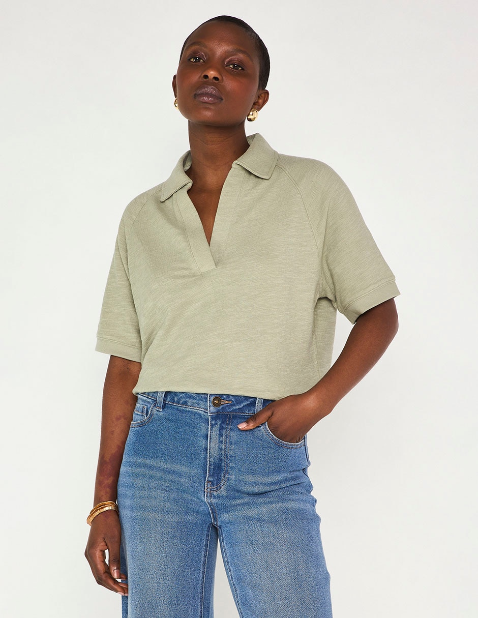 Blusa manga al codo para mujer