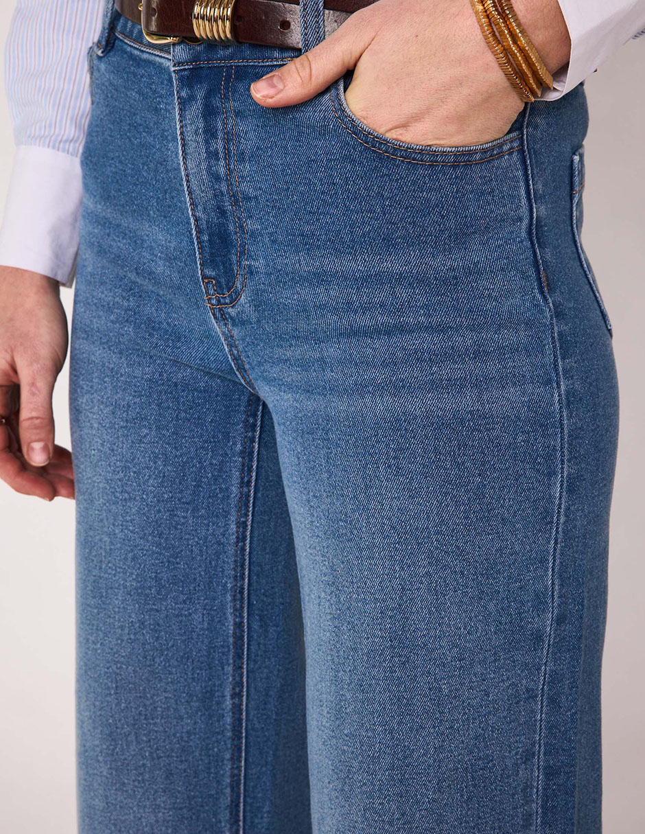 Jeans relaxed wide leg cintura para mujer 3