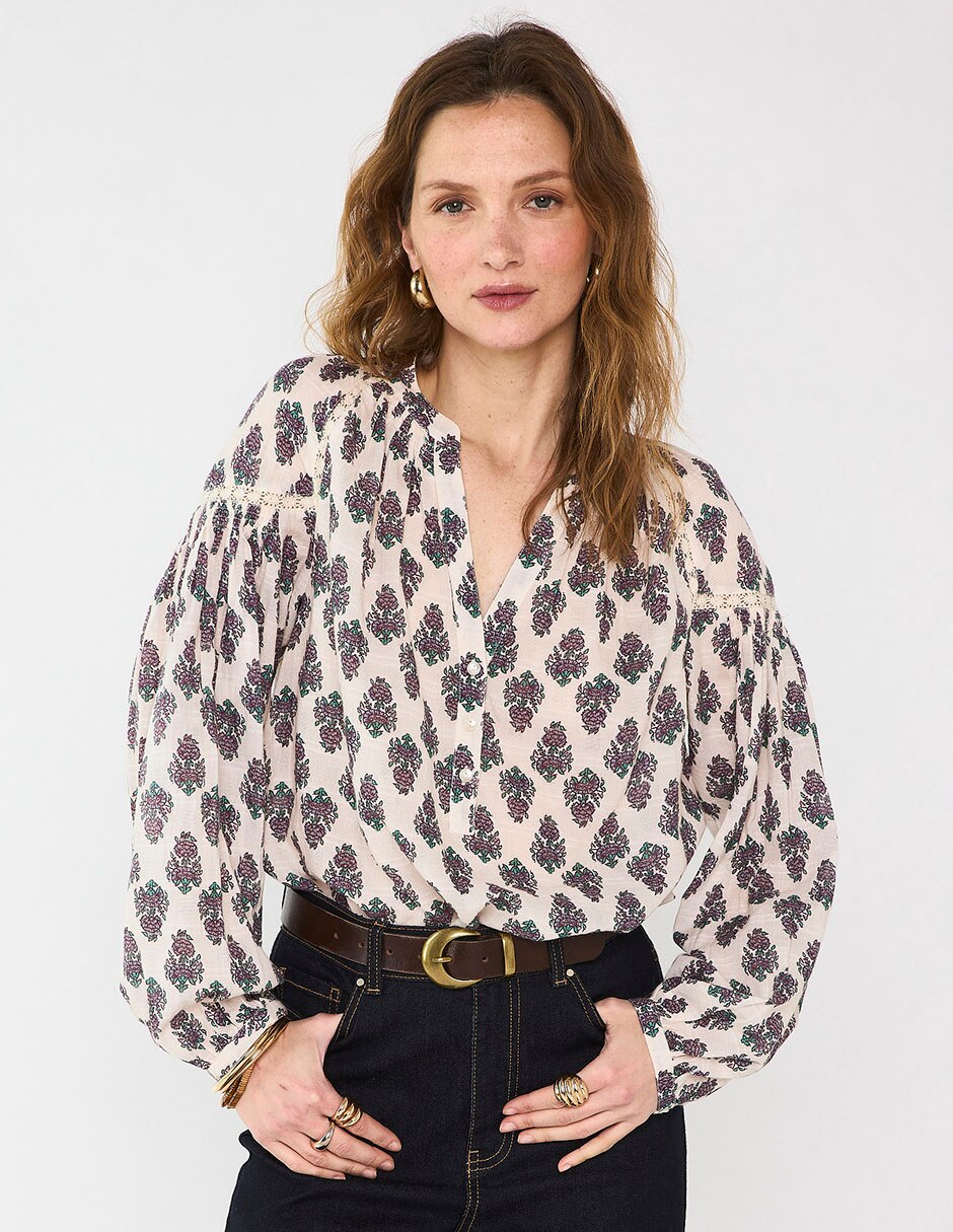 Blusa manga larga para mujer