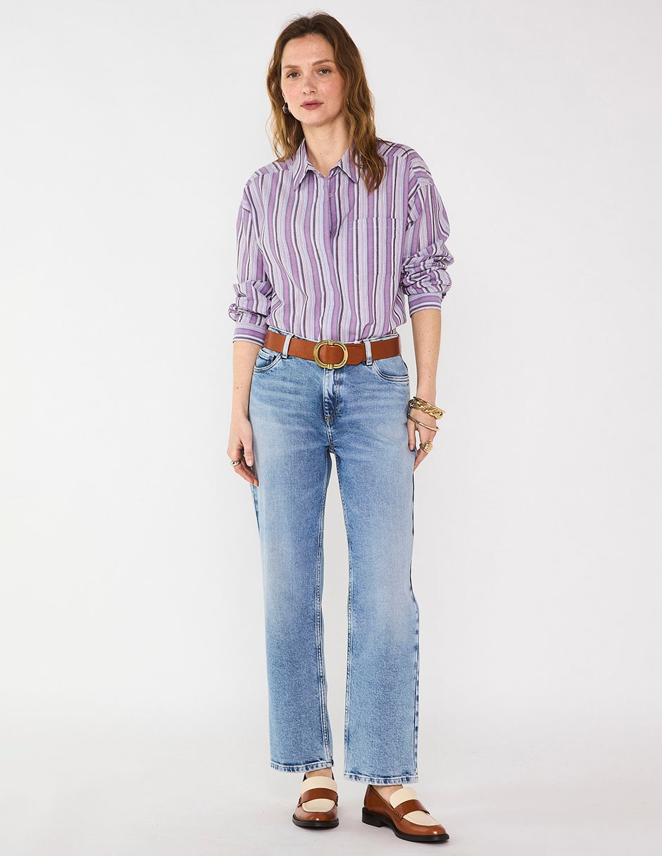 Blusa camisera manga larga para mujer