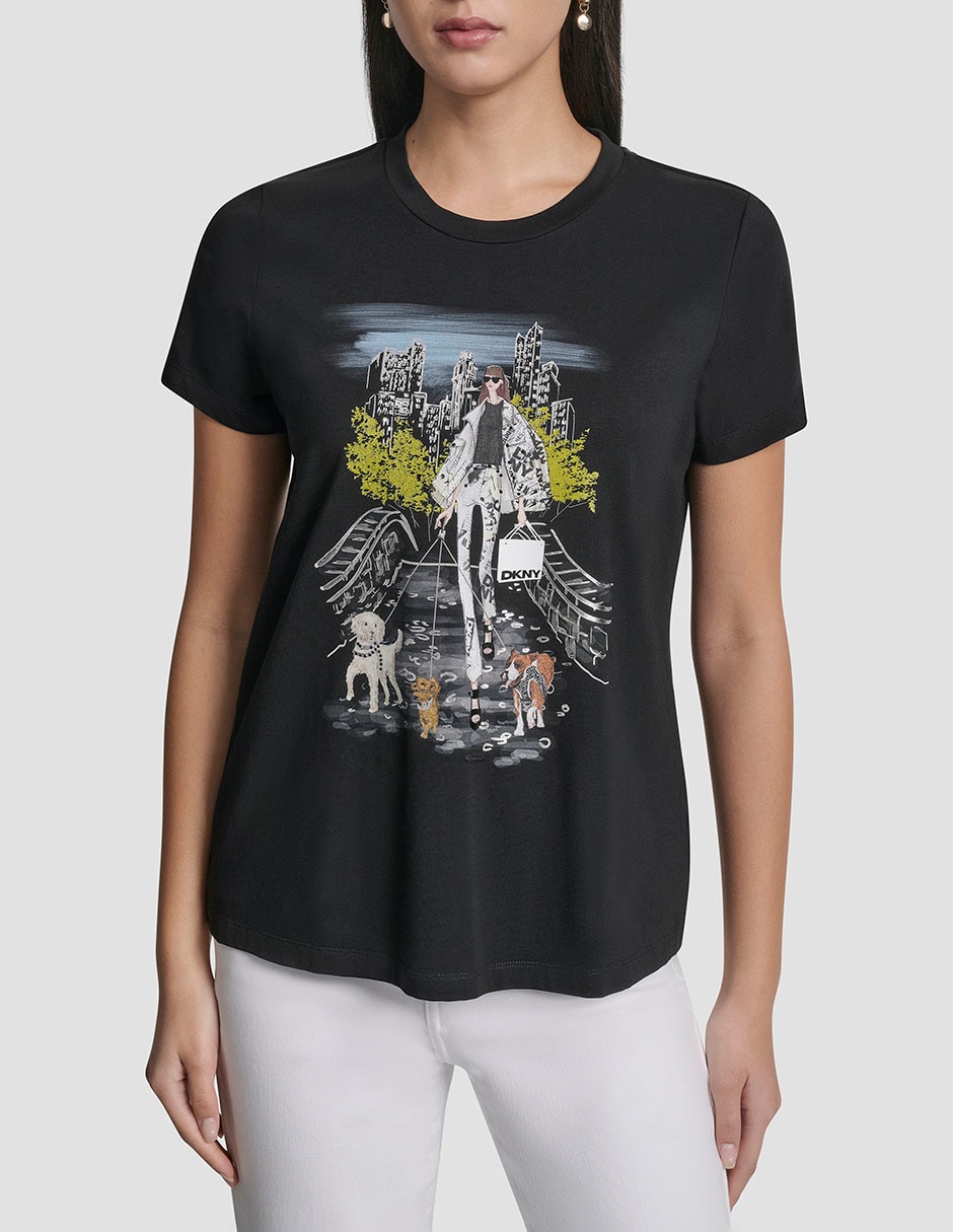 Playera manga corta cuello redondo para mujer