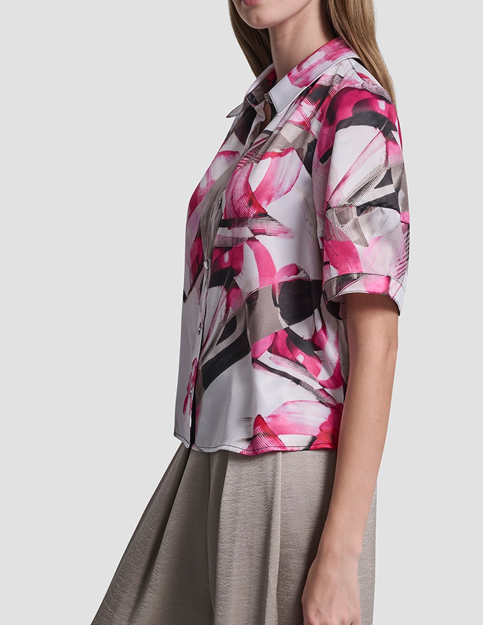 Blusa camisera manga corta para mujer 5