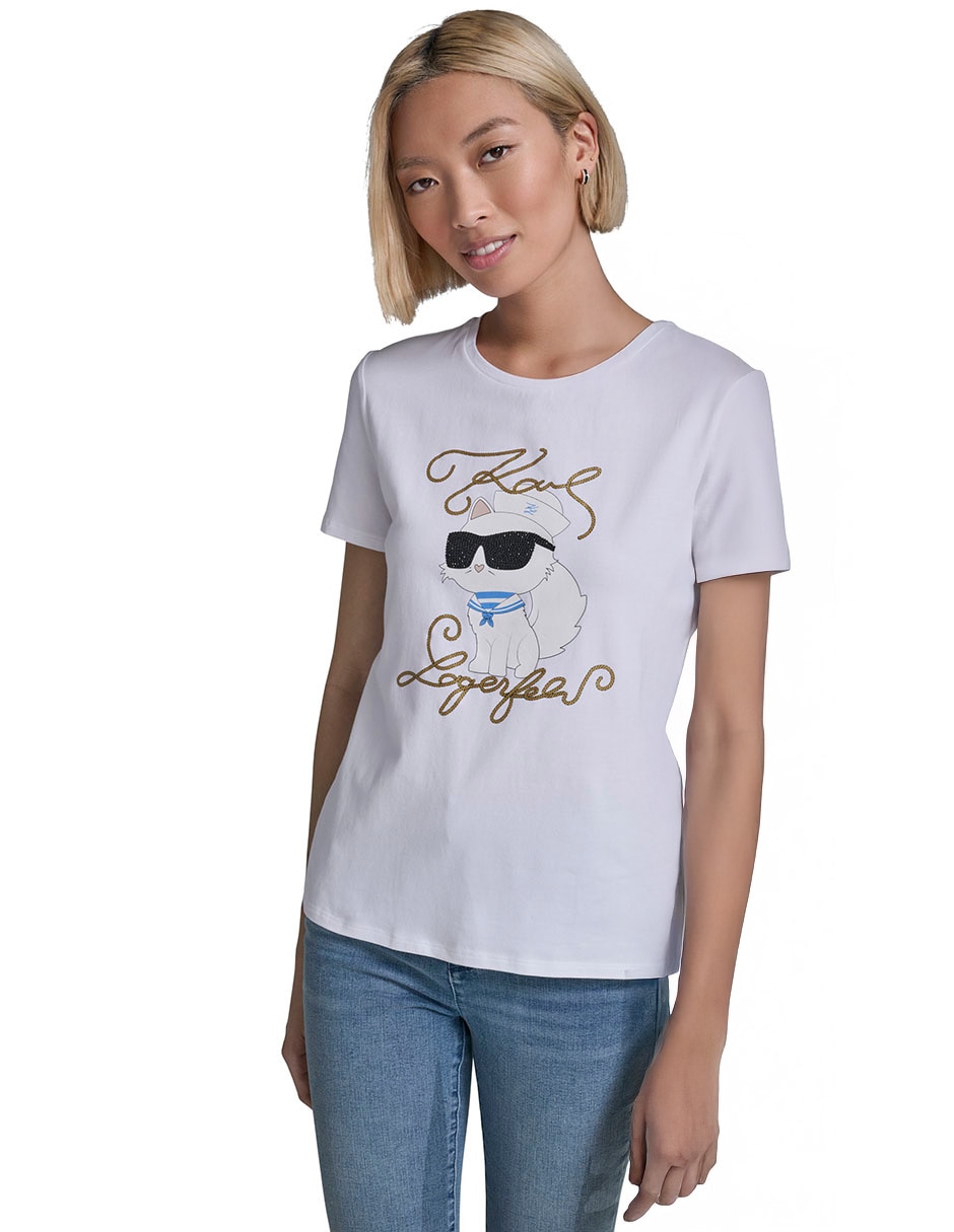 Playera manga corta cuello redondo para mujer