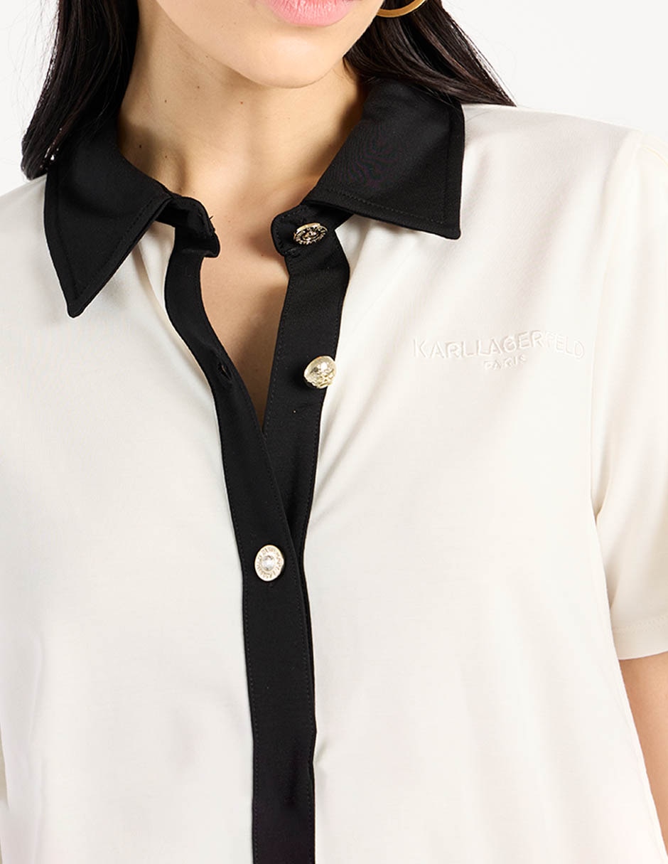 Blusa camisera manga corta para mujer 4