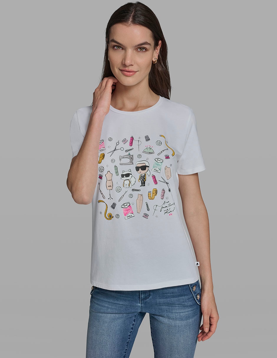 Playera manga corta cuello redondo para mujer