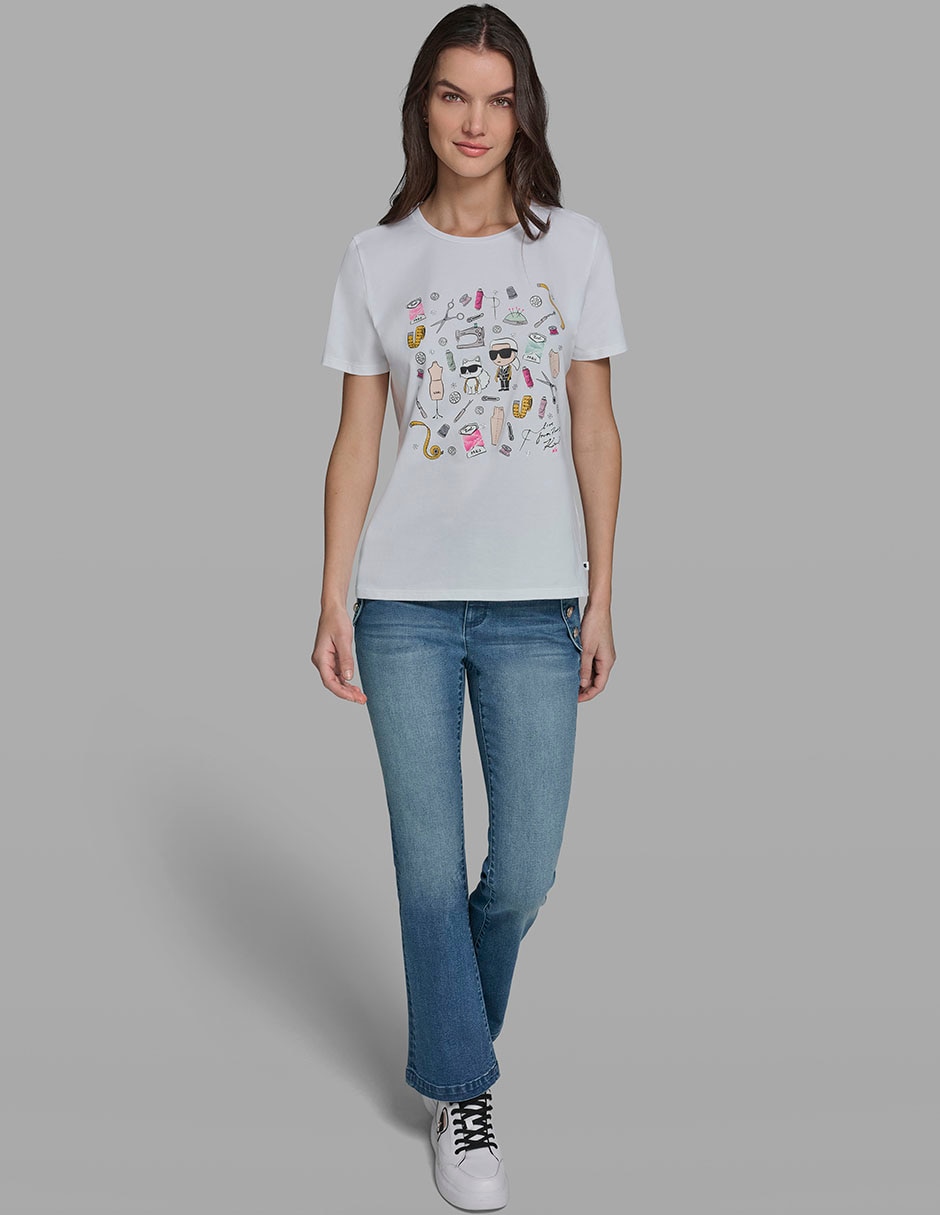 Playera manga corta cuello redondo para mujer 5