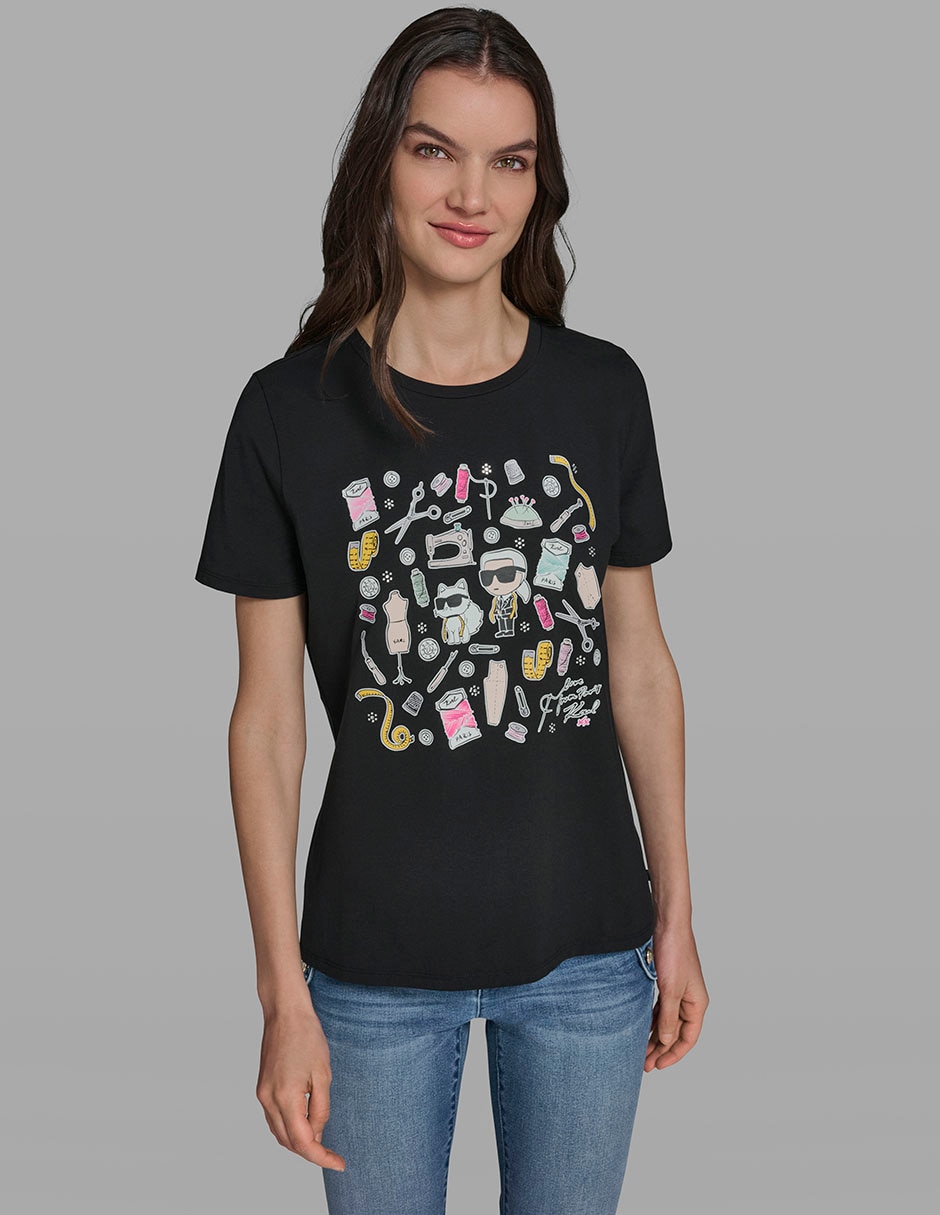 Playera manga corta cuello redondo para mujer