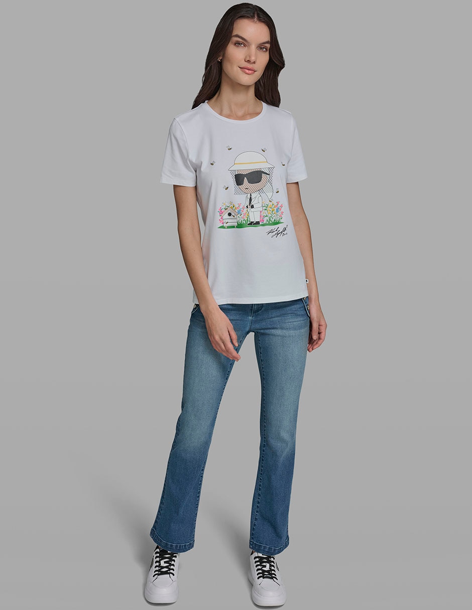 Playera manga corta cuello redondo para mujer