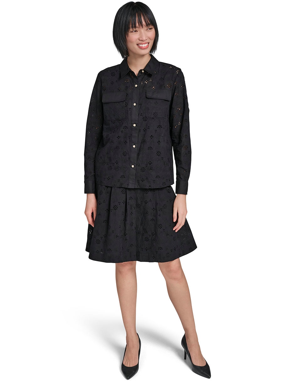 Blusa camisera manga larga para mujer