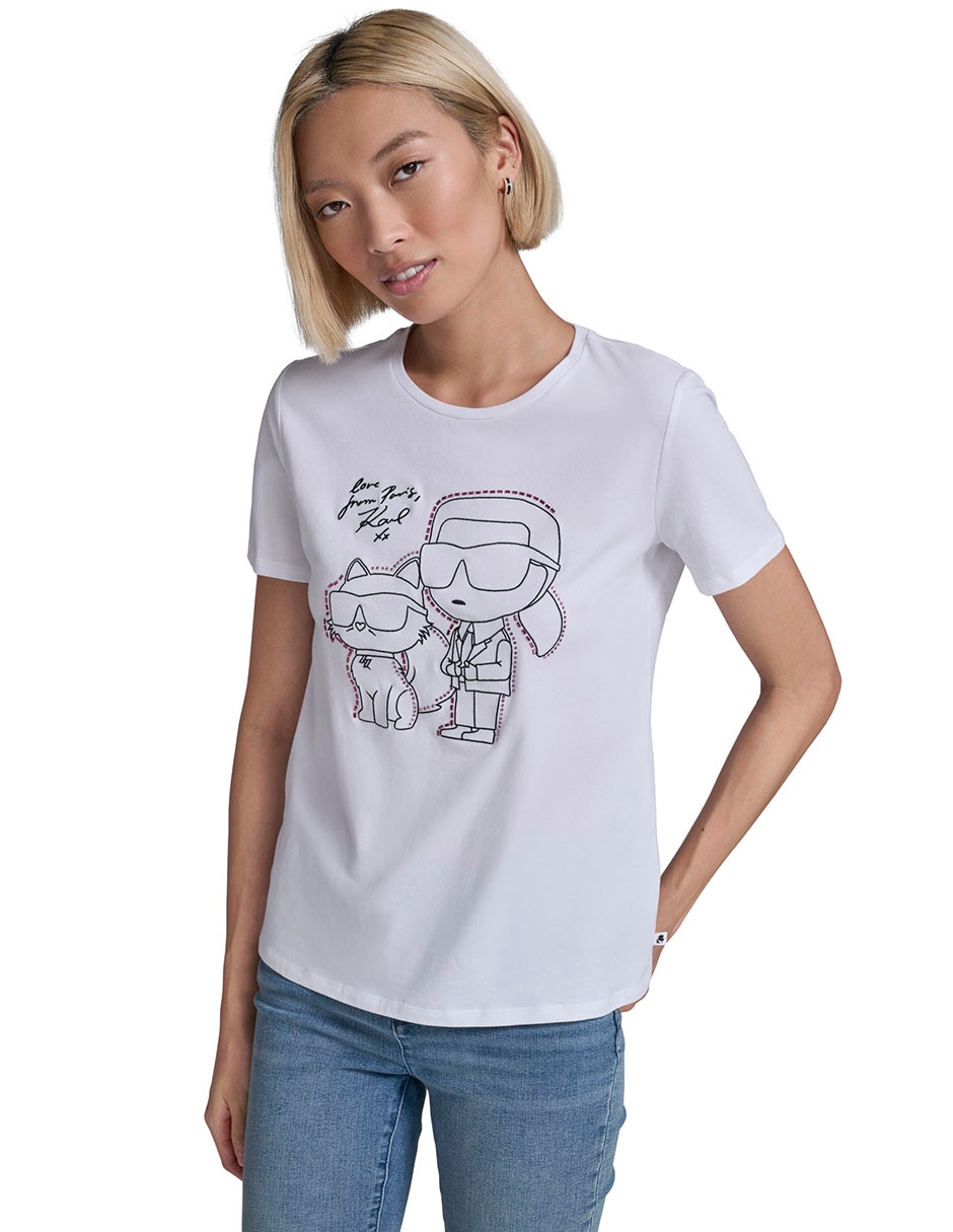 Playera manga corta cuello redondo para mujer
