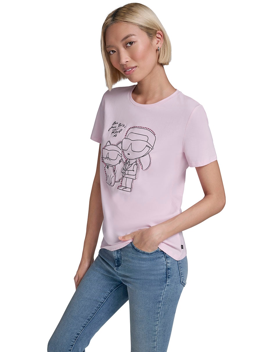 Playera manga corta cuello redondo para mujer