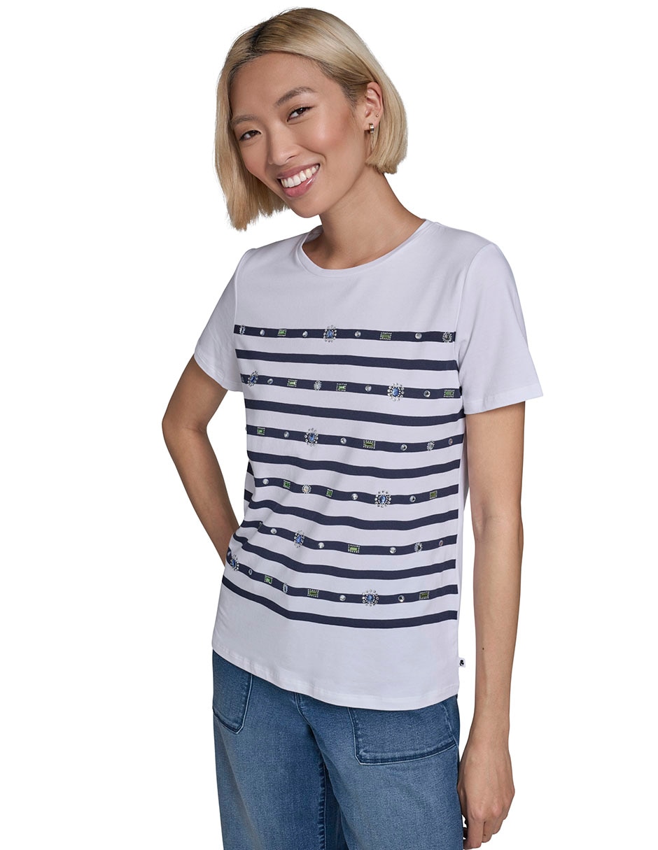 Playera manga corta cuello redondo para mujer