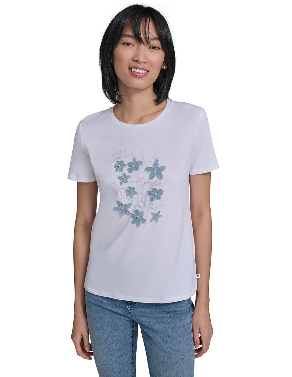 Playera manga corta cuello redondo para mujer