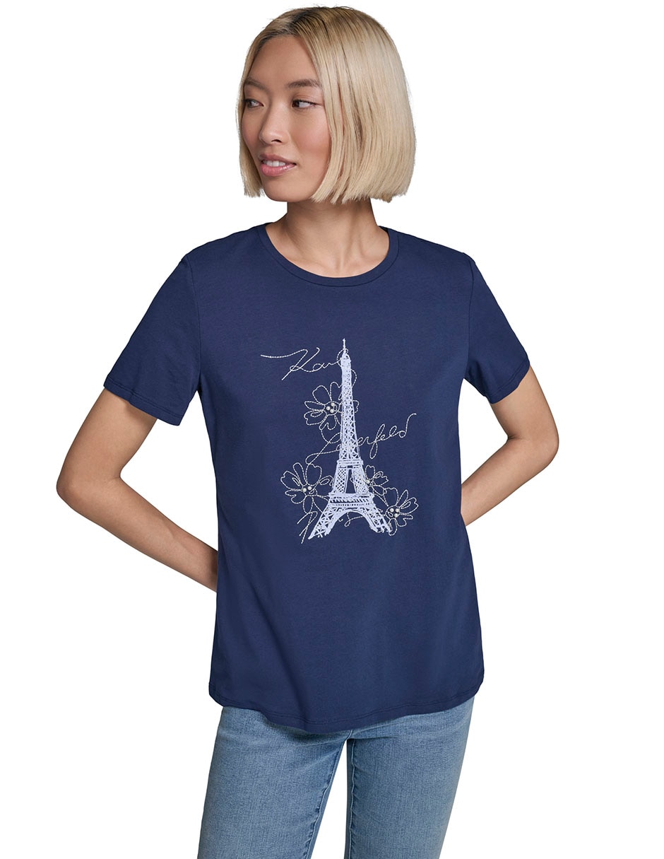 Playera manga corta cuello redondo para mujer