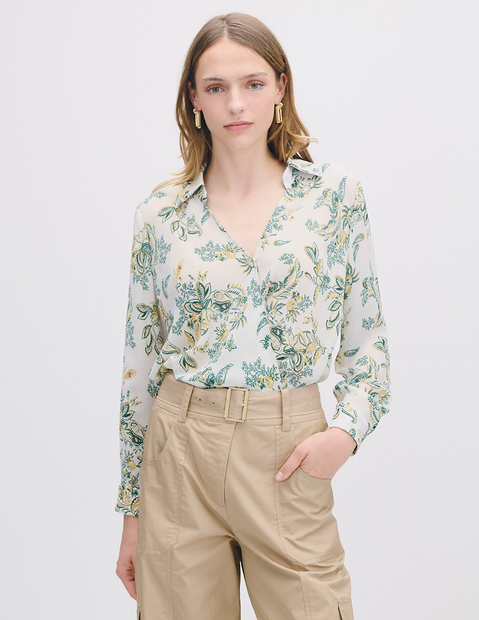 Blusa envolvente Isola manga larga para mujer