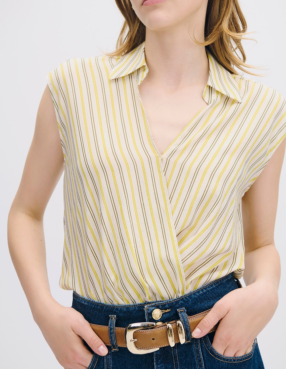 Blusa envolvente sin manga para mujer 4