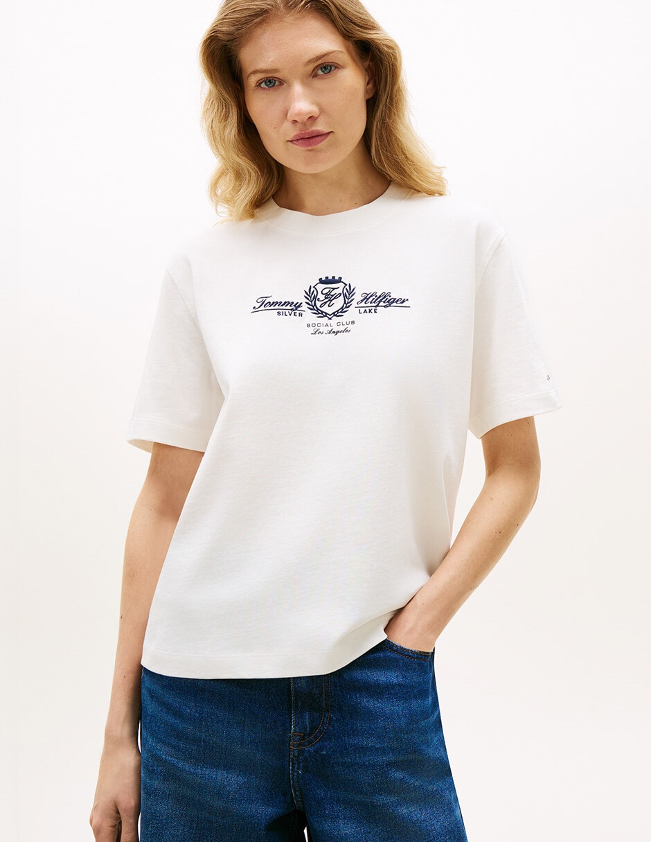 Playera manga corta cuello redondo para mujer
