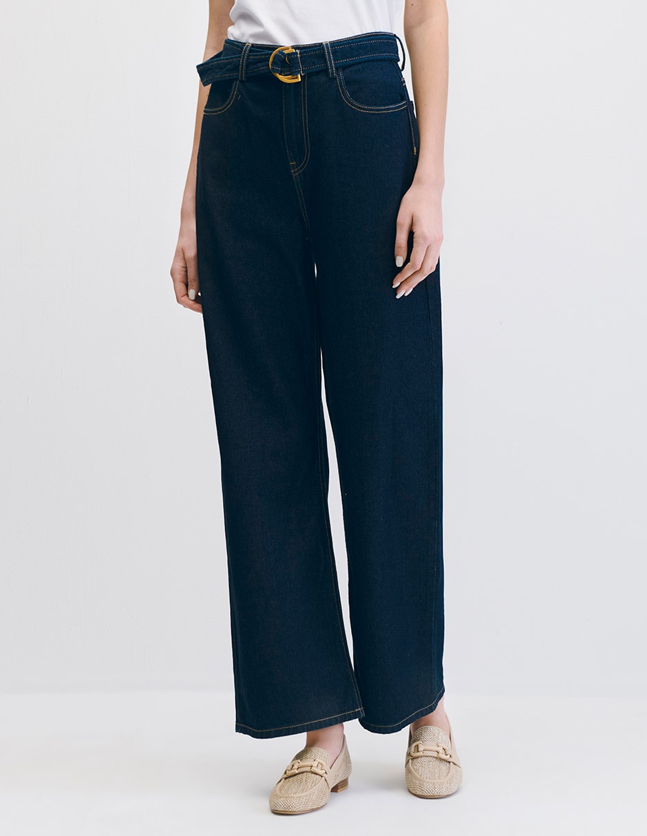 Jeans wide leg cintura alta para mujer