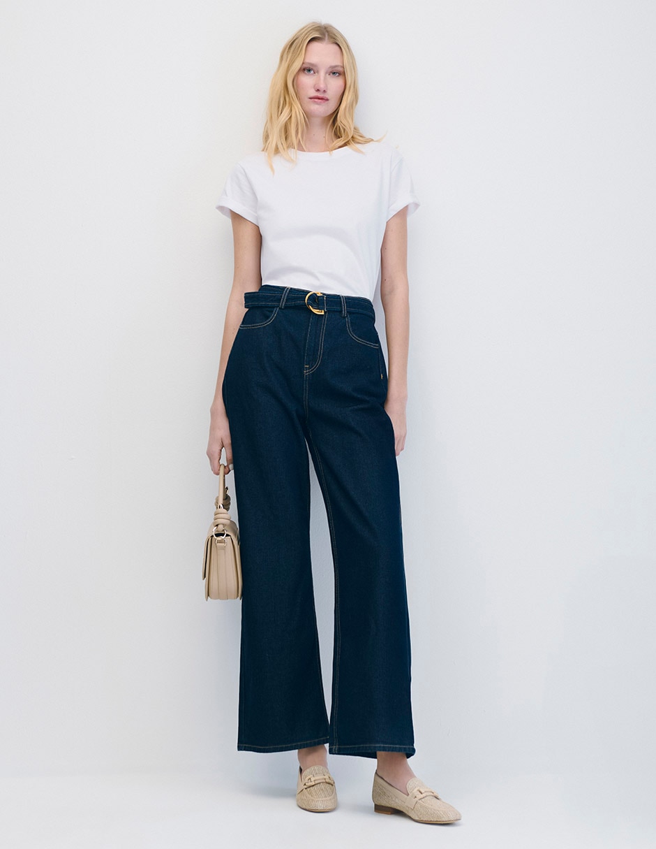 Jeans wide leg cintura alta para mujer 2