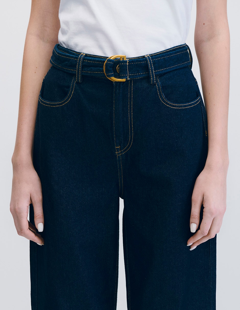 Jeans wide leg cintura alta para mujer 4