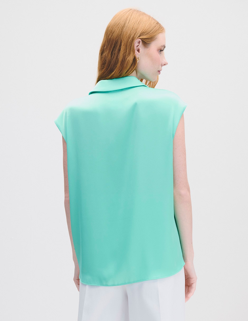 Blusa envolvente sin manga para mujer 3