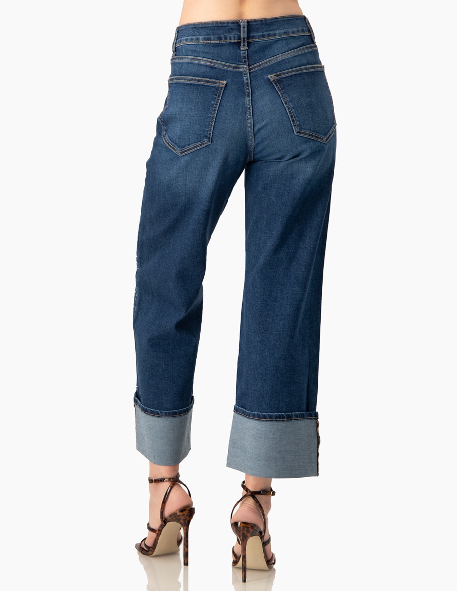 Jeans wide leg cintura para mujer 2