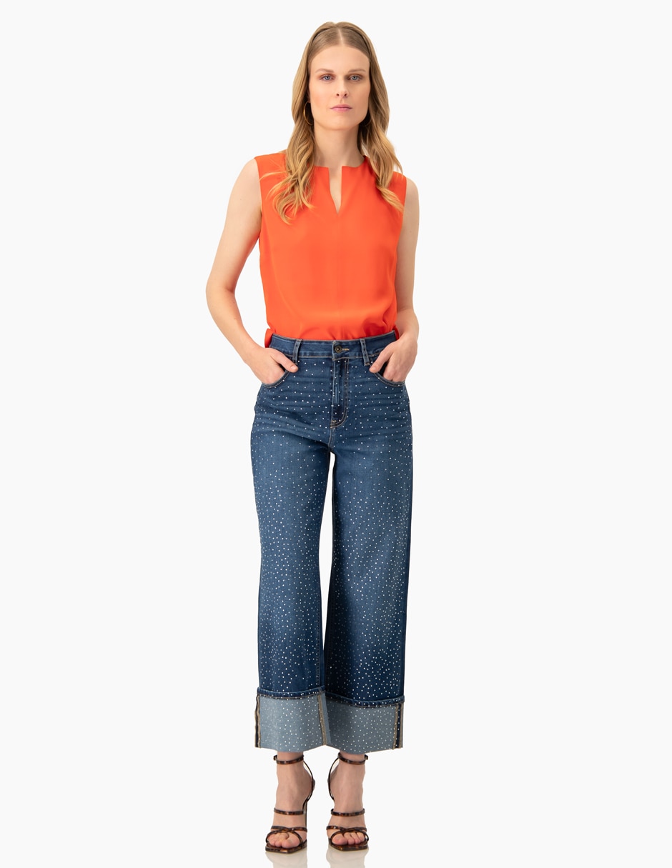 Jeans wide leg cintura para mujer 4