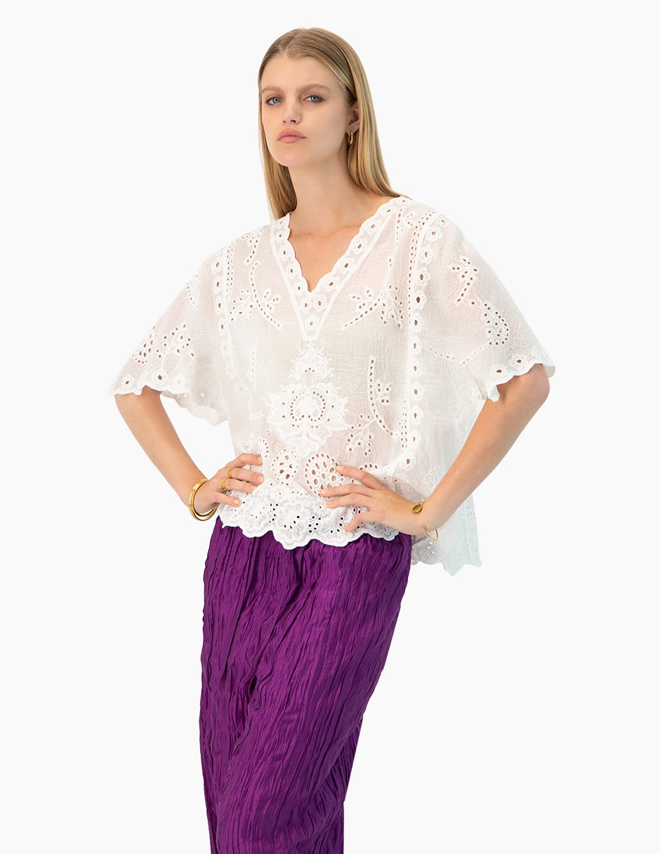 Blusa manga al codo para mujer