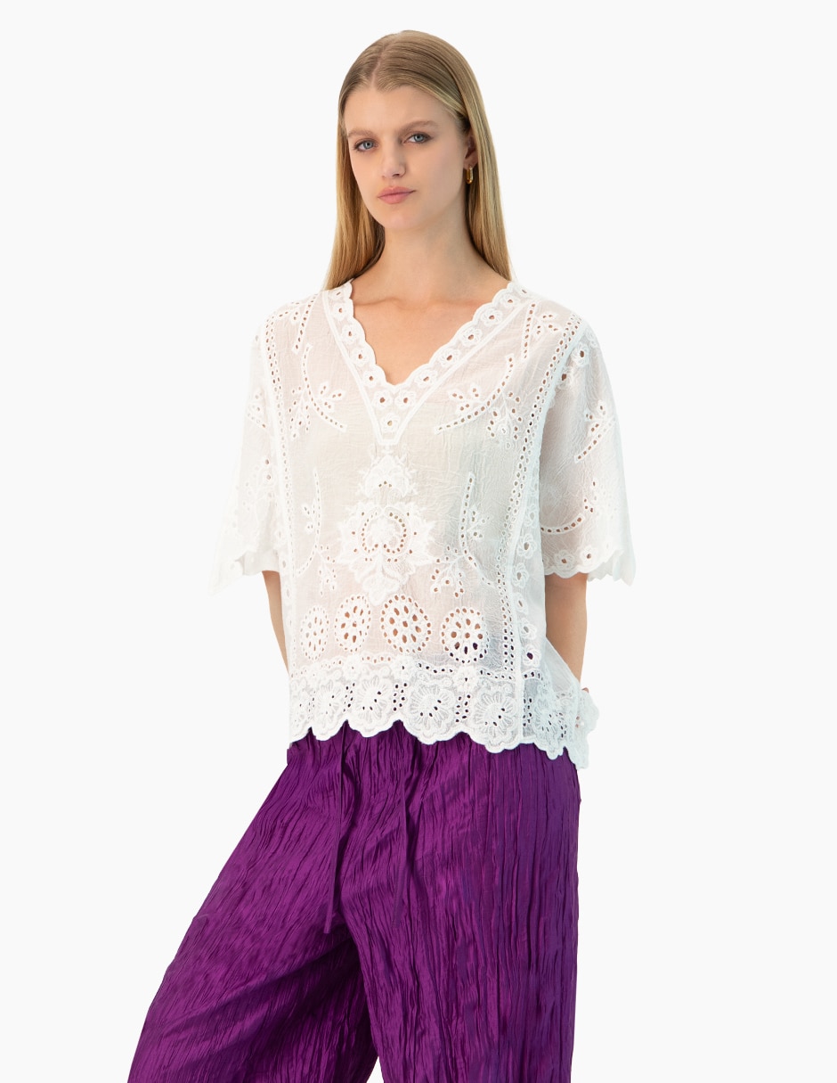 Blusa manga al codo para mujer 3