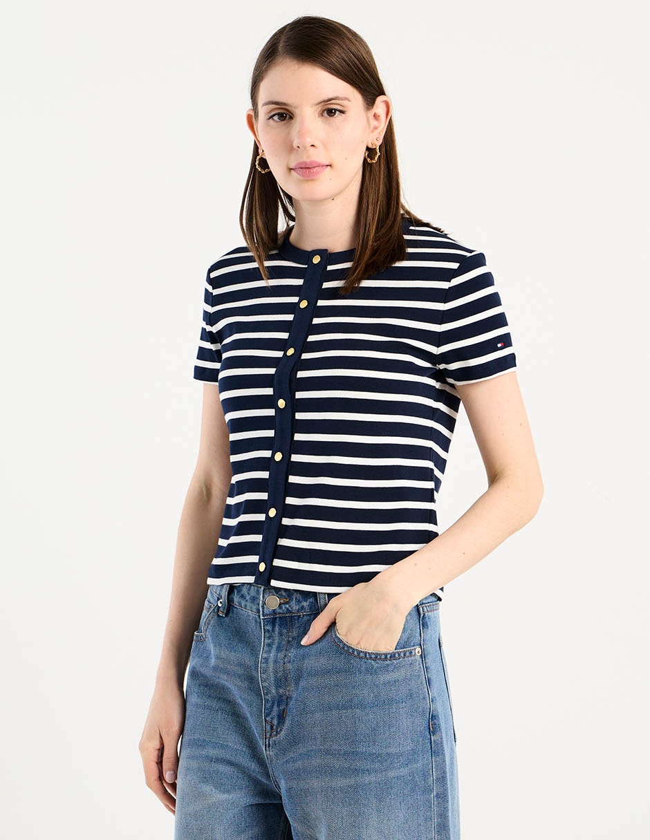 Playera manga corta cuello redondo para mujer