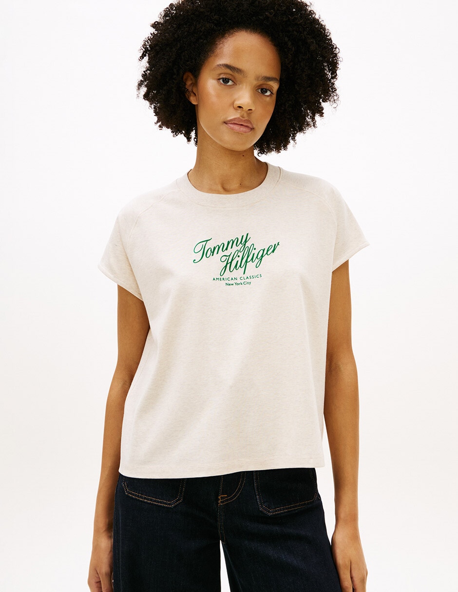Playera manga corta cuello redondo para mujer