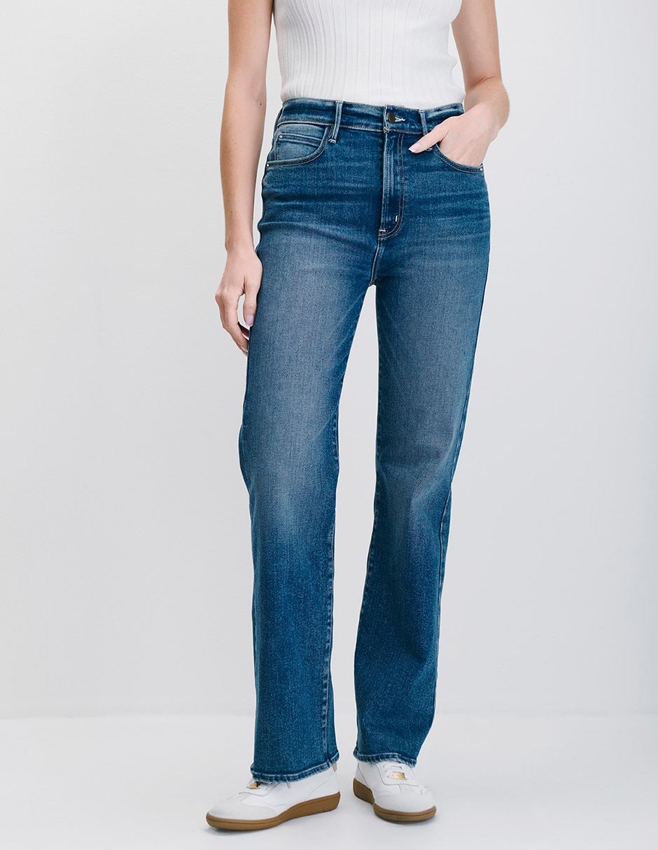 Jeans straight cintura alta para mujer