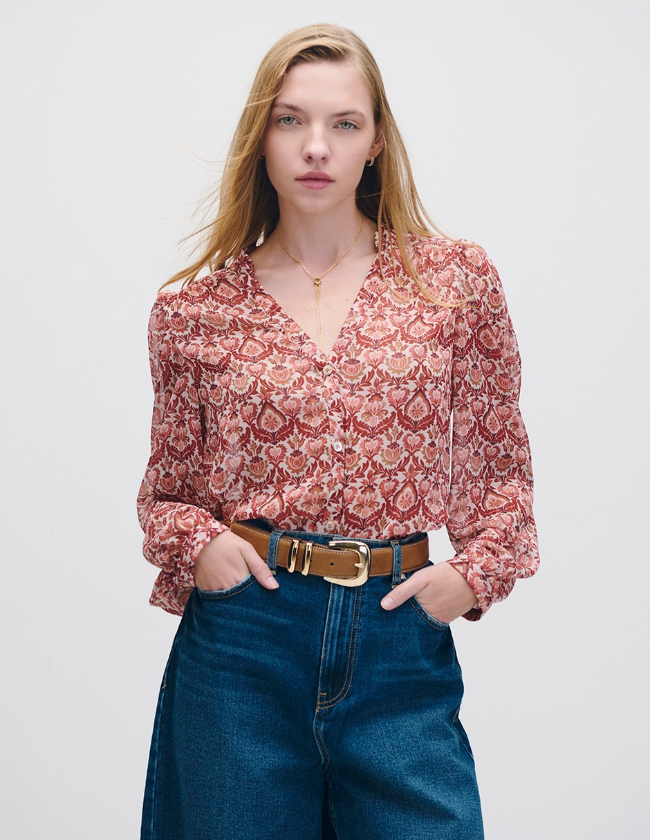 Blusa manga larga Riva para mujer