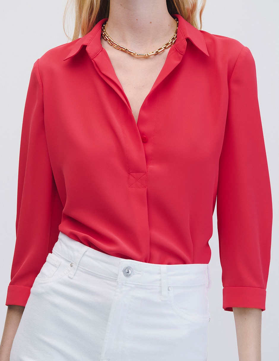 Blusa camisera manga 3/4 para mujer 4