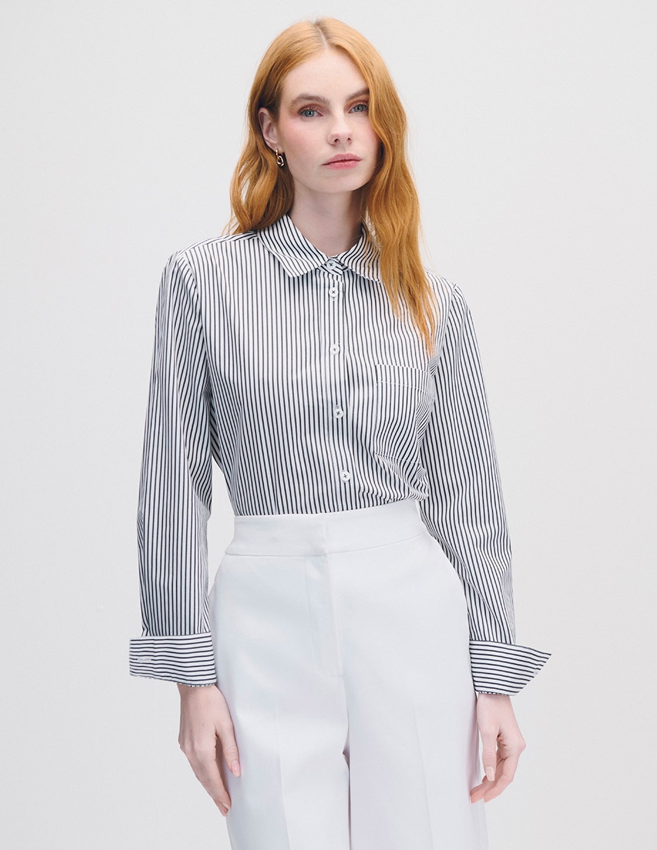 Blusa camisera manga larga para mujer