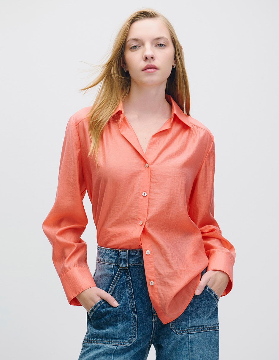 Blusa camisera Riva manga larga para mujer