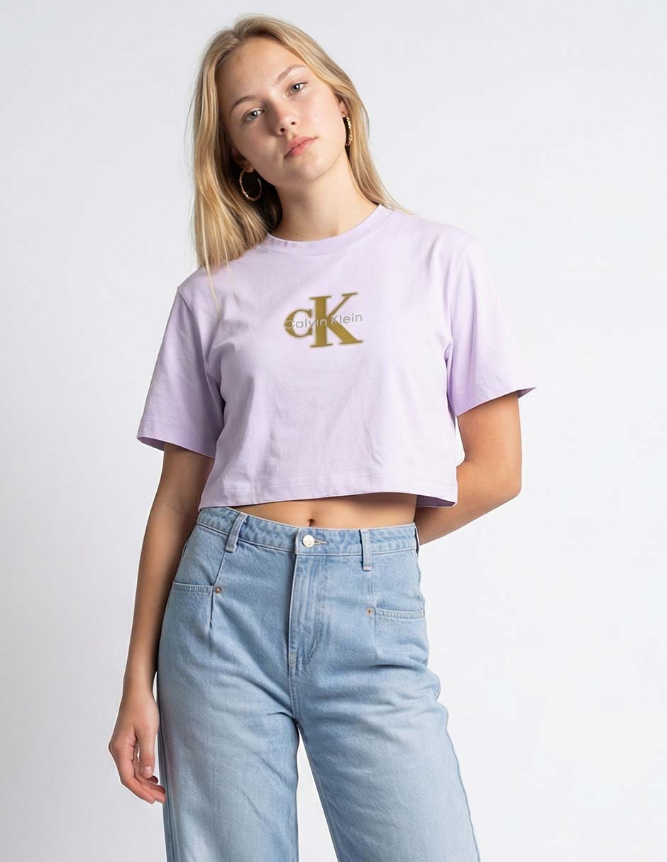 Playera manga corta cuello redondo para mujer