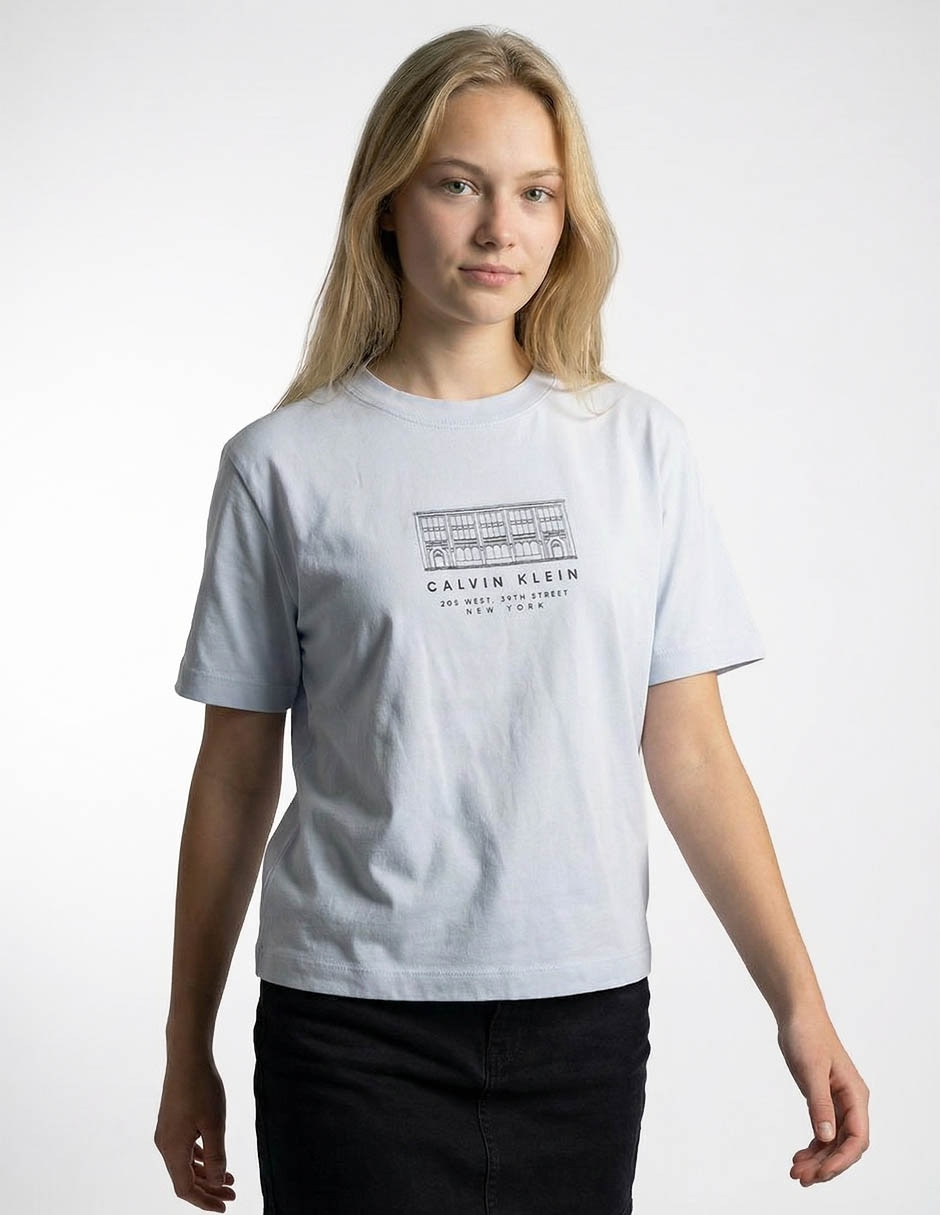 Playera manga corta cuello redondo para mujer
