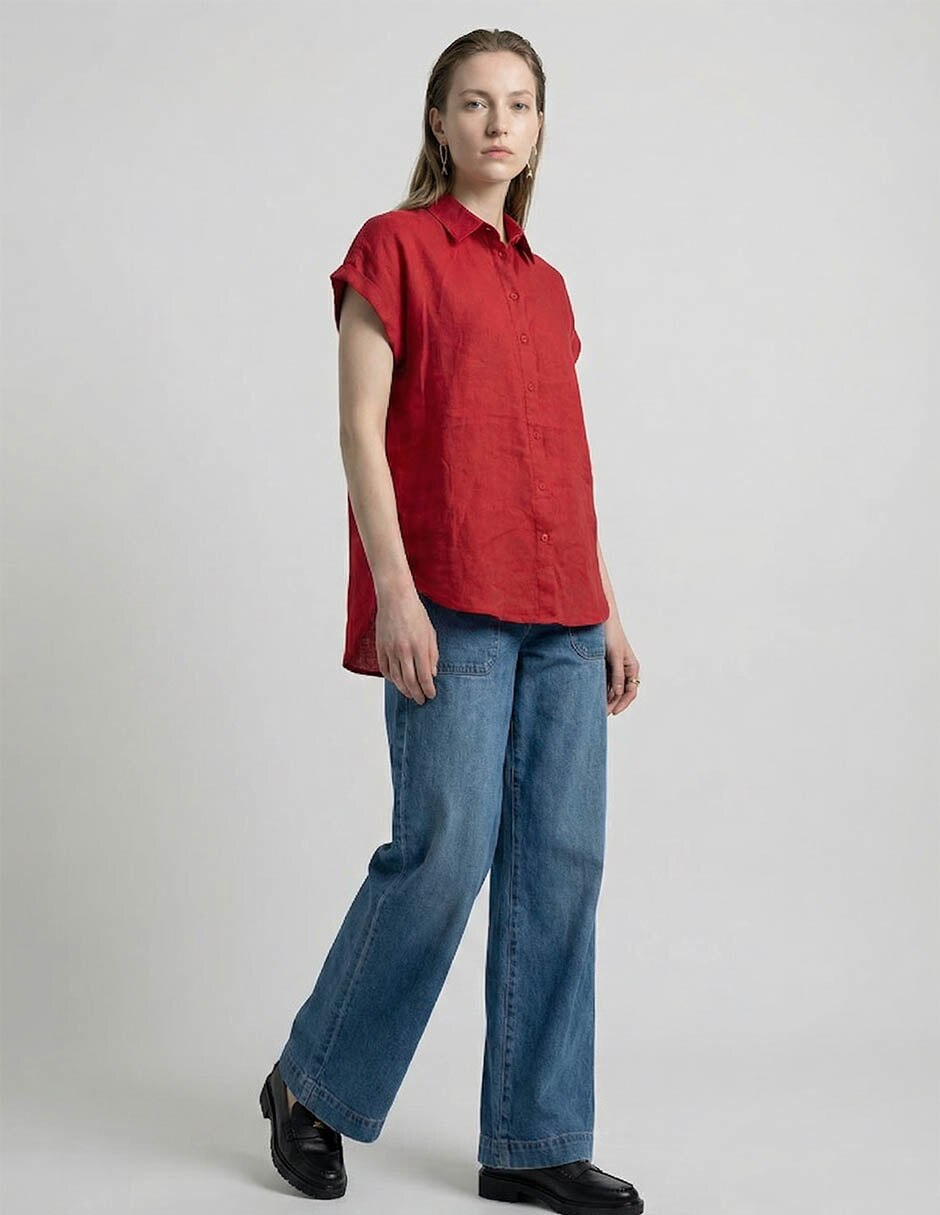 Blusa camisera manga corta para mujer 3